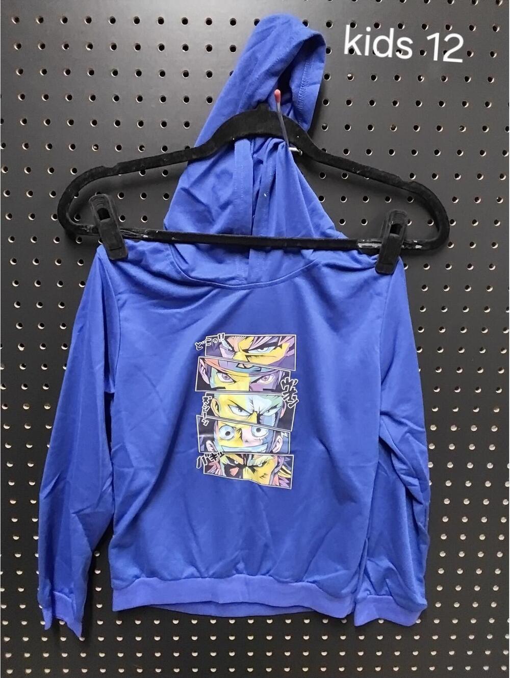 Kids' Fun Blue Hoodie with Cool Cartoon Eyes -CHN Size 150
